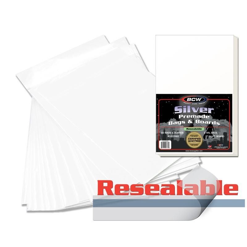 Premade Resealable Silver Comic Bag and Board
