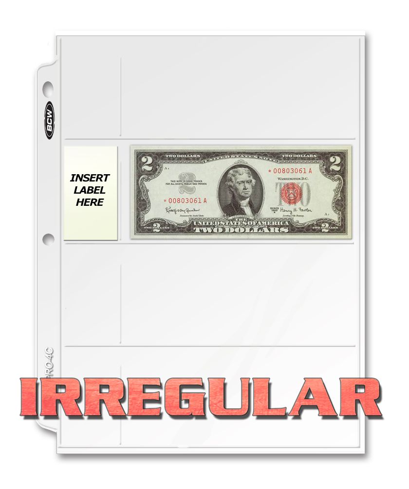 Irregular Pro 4-Pocket Currency Page (100 CT Box)