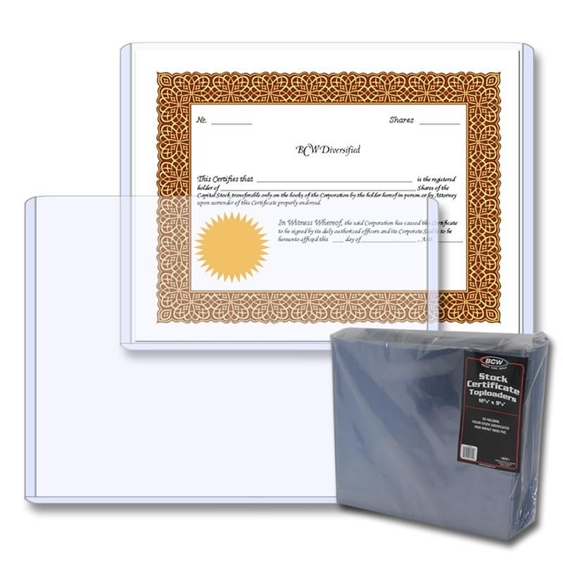 Stock Certificate Topload Holder