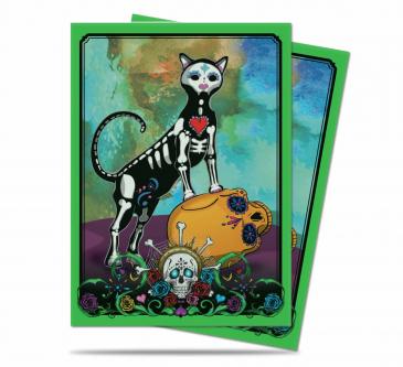 Dia De Los Muertos Cat Standard Size Deck Protector Sleeves 50ct